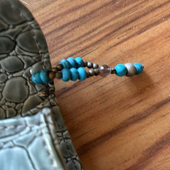 Crock Patent Leather Gem stone hand made clutch lined w/pocket - Picture 3 of 9